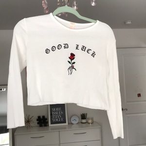 White good luck rose long sleeve